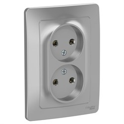 Blanca внутренняя алюминий розетка 2-ая без заземления без шторок, 16А, 250В BLNRS000023 - фото 72353