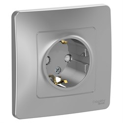 Blanca внутренняя алюминий розетка с заземлением, со шторками, 16А, 250В BLNRS001113 - фото 72359