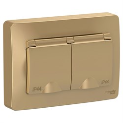 Blanca внутренняя титан розетка 2-ая с заземлением, IP44 со шторками, 16А, 250В BLNRS441124 - фото 72371