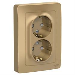 Blanca внутренняя титан розетка 2-ая с заземлением, со шторками, 16А, 250В BLNRS001124 - фото 72373