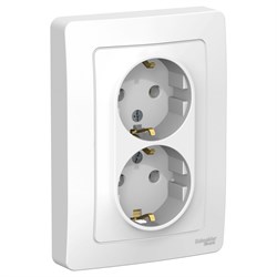 Blanca внутренняя белый розетка 2-ая с заземлением, без шторок, 16А, 250В BLNRS001021 - фото 72469