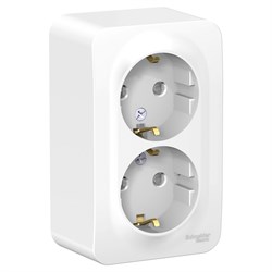 Blanca наружняя белый розетка 2-ая с заземлением, со шторками 16А, 250В, изолированная пластина BLNRA011211 - фото 72547