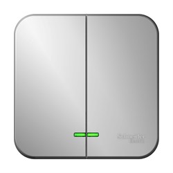 Blanca наружняя алюминий выключатель 2-клавишный с подсветкой, 10А, 250B BLNVA105103 - фото 72569