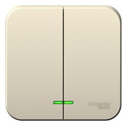 Blanca наружняя молочная выключатель 2-клавишный с подсветкой 10А, 250B, изолированная пластина BLNVA105112 - фото 72625