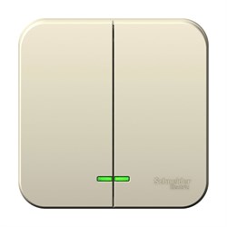 Blanca наружняя молочная выключатель 2-клавишный с подсветкой, 10А, 250B BLNVA105102 - фото 72636