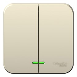 Blanca наружняя молочная выключатель 2-клавишный с подсветкой 6А, 250B, изолированная пластина BLNVA065112 - фото 72642