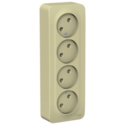 Blanca наружняя бежевый розетка 4-ая без заземления без шторок, изолированная пластина 16А, 250В BLNRA000417 - фото 72658