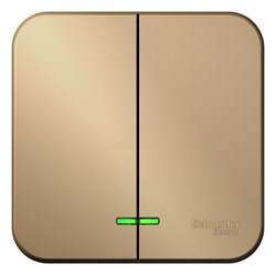 Blanca наружняя титан выключатель 2-клавишный с подсветкой, 10А, 250B BLNVA105104 - фото 72709