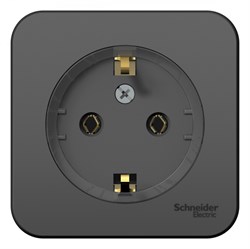 Blanca наружняя антрацит розетка с заземлением, без шторок, (тонкая) 16А, 250В, изолированная пластина BLNRA110116 - фото 72788