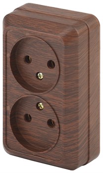 Intro Розетка Quadro 2-203-10 двойная без заземления 2х2P, 16А-250В, IP20, ОУ, Quadro, венге Б0053796 - фото 76519