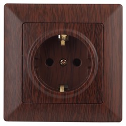 Intro Розетка Solo 4-206-10 с заземлением 2P+E Schuko со шторками, 16А-250В, IP20, СУ, венге Б0053687 - фото 76687