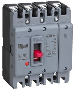 Dekraft Силовой автоматический выключатель 4P 80А 25кА ВА-302 22779DEK - фото 78862