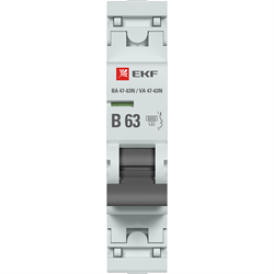 EKF Автоматический выключатель 1P 63А (B) 6кА ВА 47-63N PROxima M636163B - фото 81444