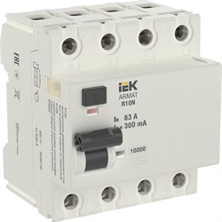 IEK ARMAT ВДТ R10N 4P 63А 300мА тип AC AR-R10N-4-063C300 - фото 84122