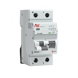 EKF Averes DVA-6 Диф. Автомат (D) 1P+N 25А/300мА тип АС 6кА rcbo6-1pn-25D-300-ac-av - фото 85173
