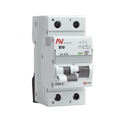 EKF Averes DVA-6 Диф. Автомат (B) 1P+N 10А/100мА тип А 6кА rcbo6-1pn-10B-100-a-av - фото 85182