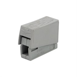 Строительно-монтажная клемма СМК 224-101 для светильника на 1 проводник (1,0-2,5)/(0,5-2,5) мм², серая (100 шт./уп.) Rexant 07-2401 - фото 86333