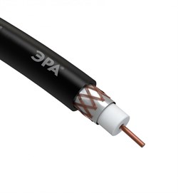 ЭРА R-64-PE100 Кабель коаксиальный RG-6U, 75 Ом, Cu/(оплётка Cu 64%), PE, цвет чёрный, бухта 100 м Б0044604 - фото 88758