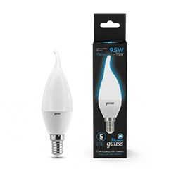 Gauss Лампа Свеча на ветру 9.5W 950lm 6500K E14 LED 1/10/50 104101310 - фото 89639