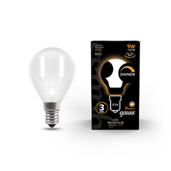 Gauss Лампа Filament Шар 9W 590lm 3000К Е14 milky диммируемая LED 105201109-D - фото 89653