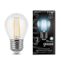 Gauss Лампа Filament Шар 11W 830lm 4100К Е27 LED 105802211 - фото 89798