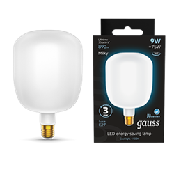 Gauss Лампа Filament V140 9W 890lm 4100К Е27 milky LED 1015802209 - фото 89869