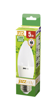 Jazzway Лампа светодиодная (LED) "свеча" 5W E27 4000K мат 400Lm .2855329A - фото 89883