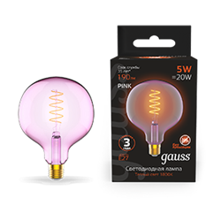 Gauss Лампа Filament G125 5W 190lm 1800К Е27 pink flexible LED 1011802105 - фото 89937