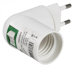 IEK Переходник вилка 220В-патрон Е27 пластик белый EPP16-02-01-K01 - фото 90027