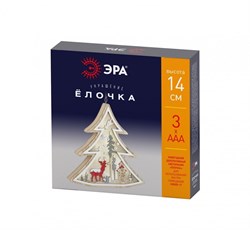 ЭРА ENGDS-17 Новогодний декоративный светильник Ёлочка, h 14 см, 3ААА, IP20 Б0056010 - фото 90597