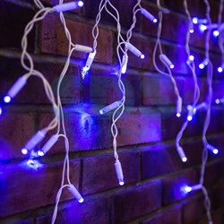 NEON-NIGHT Гирлянда Айсикл (бахрома) светодиодный, 2,4х0,6м, эффект мерцания, белый провод, 230 В, диоды СИНИЕ, 88 LED 255-035 - фото 91428