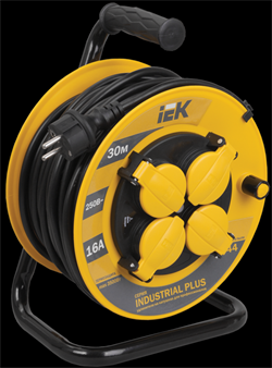 IEK INDUSTRIAL PLUS Катушка УК30 с т/з 4 места 2Р+PЕ/30метров 3х1,5мм2 IP44 Industrial plus WKP15-16-04-30-44 - фото 93145