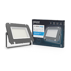 Gauss Прожектор Qplus 200W 24000lm 6500K 175-265V IP65 графитовый LED 690511200 - фото 93879