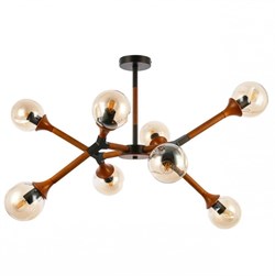 Evoluce SLE109402-08 светильник потолочный чёрный, тёмное дерево/Прозрачный, Янтарный E27 8*60W SLE109402-08 - фото 94252