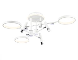 Ambrella Потолочный светодиодный светильник с пультом управления FL51646/3+3 WH/CH белый/хром 76W 3000K-6400K D700*300 (ПДУ ИК) FL51646 - фото 95757
