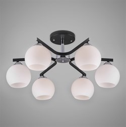 Eurosvet Потолочная люстра со стеклянными плафонами 30145/6 хром/венге a043871 - фото 96966