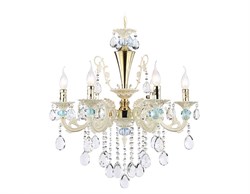 Ambrella Подвесная люстра с хрусталем TR4923/6 GD/WH/BL золото/белый/голубой E14*6 max 40W D600*620 TR4923 - фото 98773