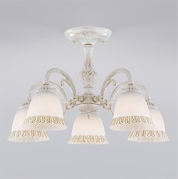 Eurosvet Потолочная люстра со стеклянными плафонами 60107/5 белый с золотом a045771 - фото 98817