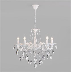 Eurosvet Классическая подвесная люстра 10108/5 белый/прозрачный хрусталь Strotskis a045451 - фото 99417