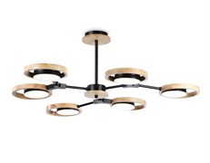 Ambrella Светильник светодиодный подвесной FL51619/6 BK/LW черный/светлое дерево 3000K/4200K/6400K 42W D825*285 (Без ПДУ) FL51619