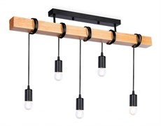 Ambrella Подвесной светильник в стиле лофт TR8183/5 BK/LW черный/светлое дерево E27*5 max 40W 800*50*420 TR8183
