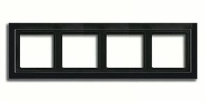 Рамка четверная для горизонтального/вертикального монтажа Jung LS design Черный глянцевый LSD984SW