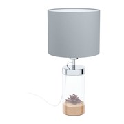 Eglo 99289 Настольная лампа LIDSING, 1x40W(E27), стекло, прозрачный/текстиль, серо-коричневый 99289