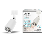Gauss Светильник трековый цилиндр 8W 600lm 4000K 180-220V IP20 59*164мм белый линза 50? LED 1/50 TR089 Gauss Светильник трековый цилиндр 8W 600lm 4000K 180-220V IP20 59*164мм белый линза 50? LED 1/50 TR089