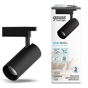 Светильник трековый Gauss цилиндр 20W 1650lm 4000K 180-240V IP20 65*210мм черный угол 24? LED 1/40 TR069 Светильник трековый Gauss цилиндр 20W 1650lm 4000K 180-240V IP20 65*210мм черный угол 24? LED 1/40 TR069