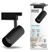 Gauss Светильник трековый цилиндр 20W 1760lm 4000K 180-220V IP20 65*206мм черный линза 36? LED TR084 Gauss Светильник трековый цилиндр 20W 1760lm 4000K 180-220V IP20 65*206мм черный линза 36? LED TR084