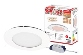 TDM Светильник ультратонкий встраиваемый светодиодный "Даунлайт НАРОДНЫЙ" СВО (белый) 6 Вт 3000К SQ0329-0094