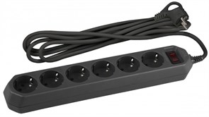 ЭРА USF-6es-5m-B-BOX Сетевой фильтр базовая защита, с/з, с выключателем, 6гн, 5м, ПВС, 10А, черный Б0037265