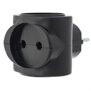 Тройник электрический биметалл 220В, 6А черный Rexant 11-1064-1