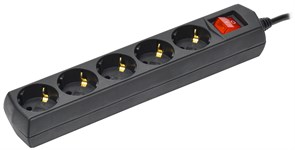 IEK GENERICA Удлинитель У05В 5 мест с/з 5м 3х1мм2 10А 250В чер. WYP10-10-05-05-ZK-K02-G